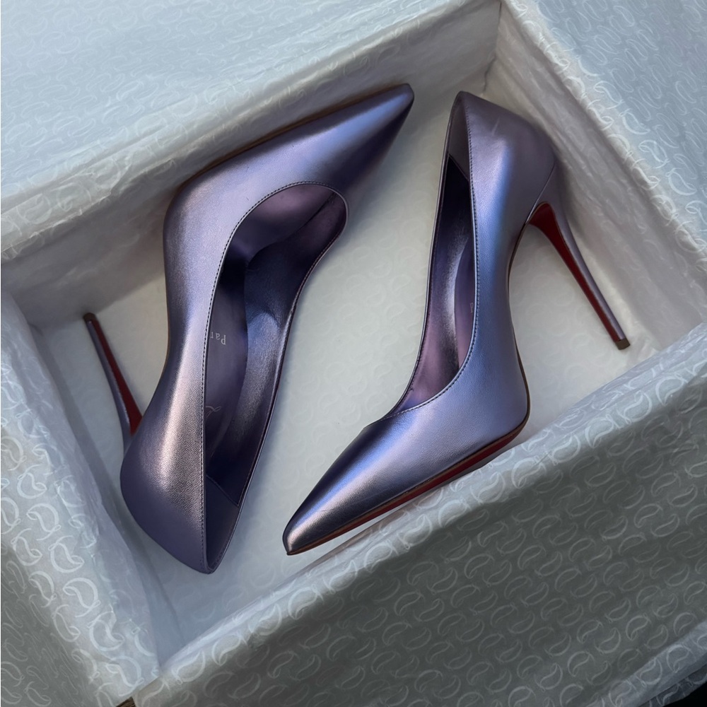 Louboutin Kate 100mm Metallic Purple Pumps